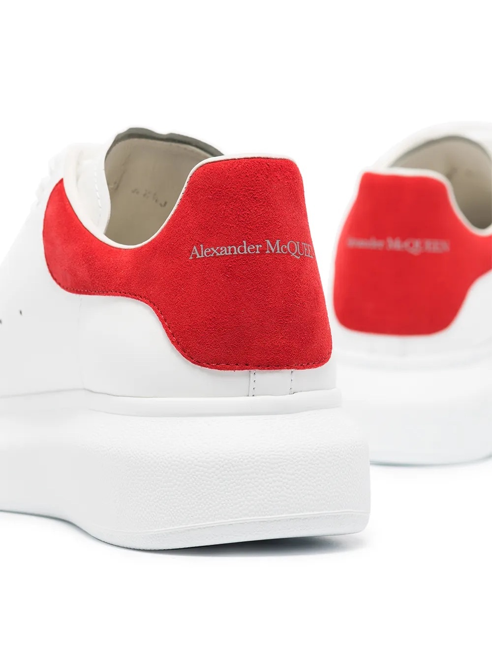 Alexander McQueen White Leather Sneaker with Red Heel Tab - Picture 2 of 2